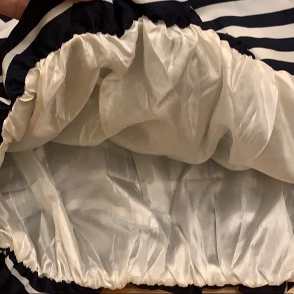 Strapless Striped Dress Off White and Navy Blue - Picture 13 of 15